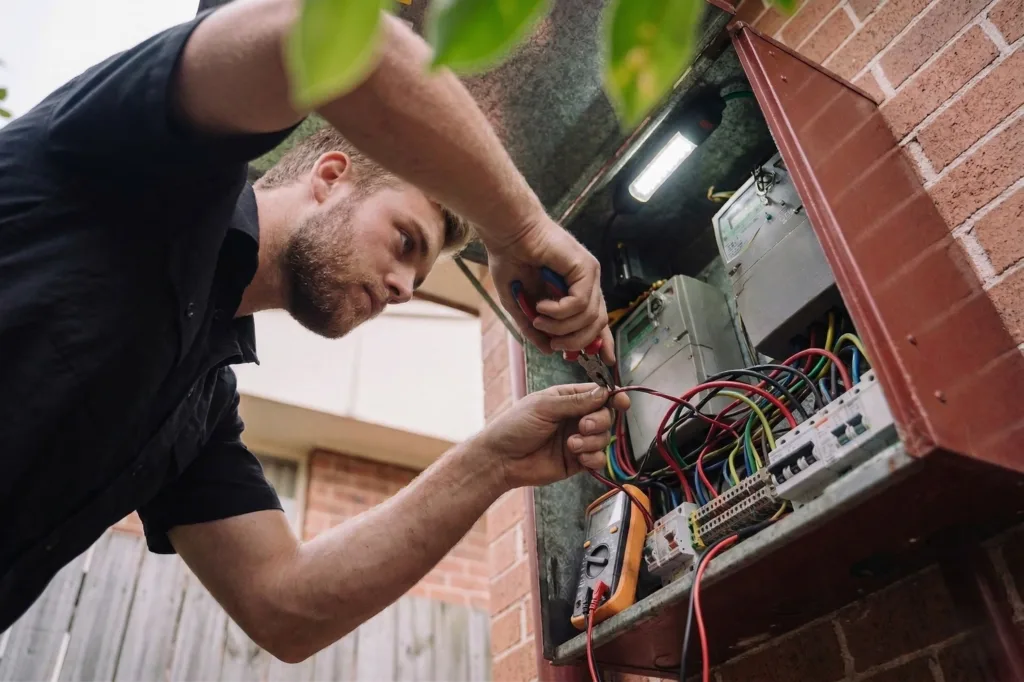 Alfords Point electrician performing electrical work